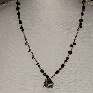 Very sweet garnet and silver heart necklace